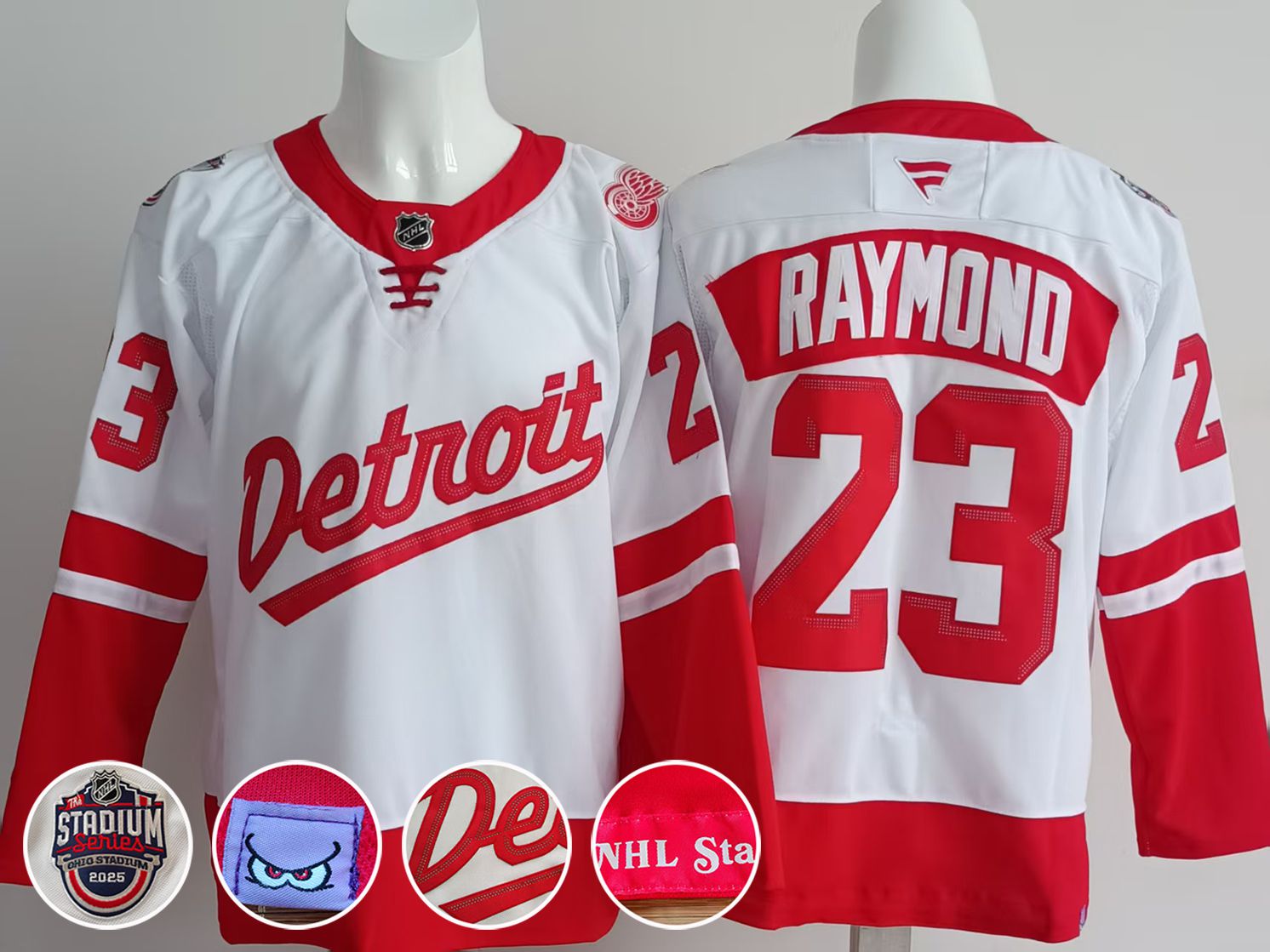 Men Detroit Red Wings #23 Raymond White 2025 Fanatics Home Premium NHL Jersey->detroit red wings->NHL Jersey